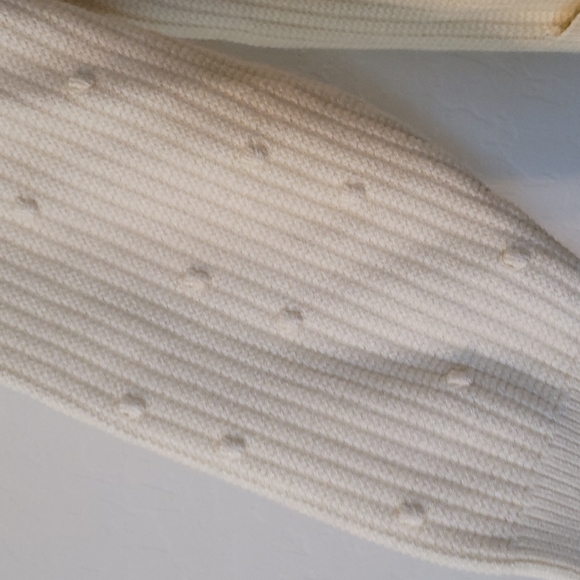 Velvet Heart Woven Ivory Pom Pom Cardigan Open Front Textured Dolman Sle… - Picture 6 of 12